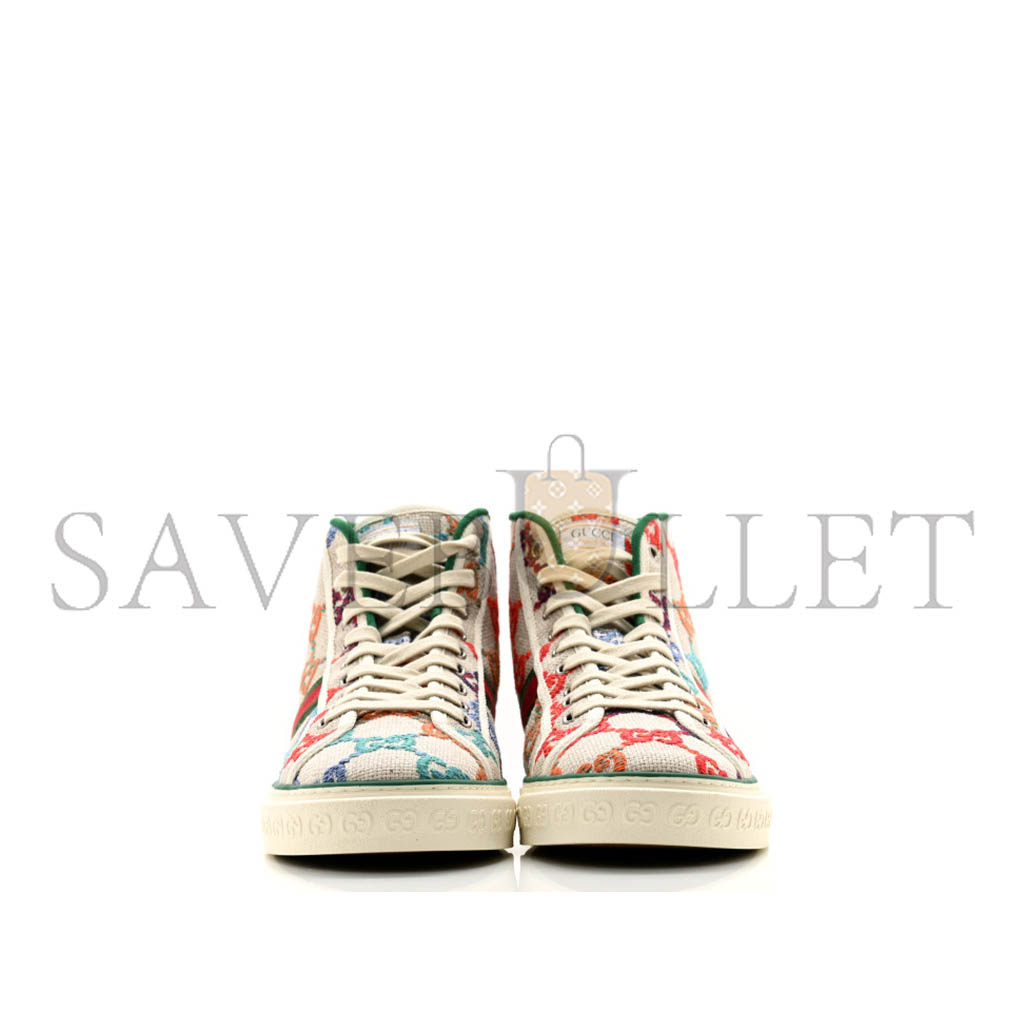 G*u*i linen psychedelic mini gg monogram mens 1977 tennis high top sneakers